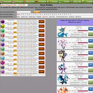 pokemon mmo rpg game PokemonPets use item manage items interface screenshot