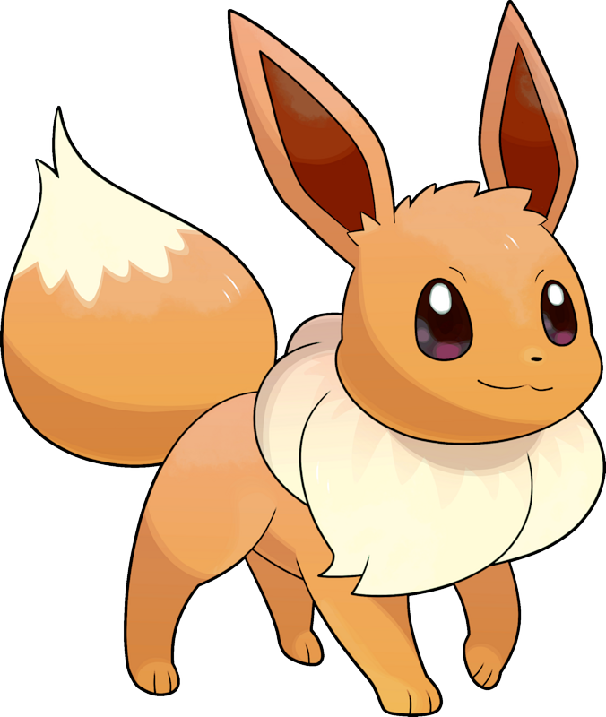 A line of eevee cute, including a shiny eevee.