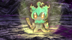 Mundo Pokémon - 802- Marshadow (Forma Espírito de Luta Ardente). Tipo:  lutador/fantasma. Evolução: Não Evolui. Histórico: Quando seu espírito de  luta começa a arder, Marshadow assume essa forma. Quando vai disparar um