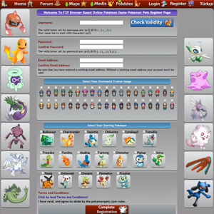 Free Online Pokémon MMO RPG Game PokemonPets Register Page