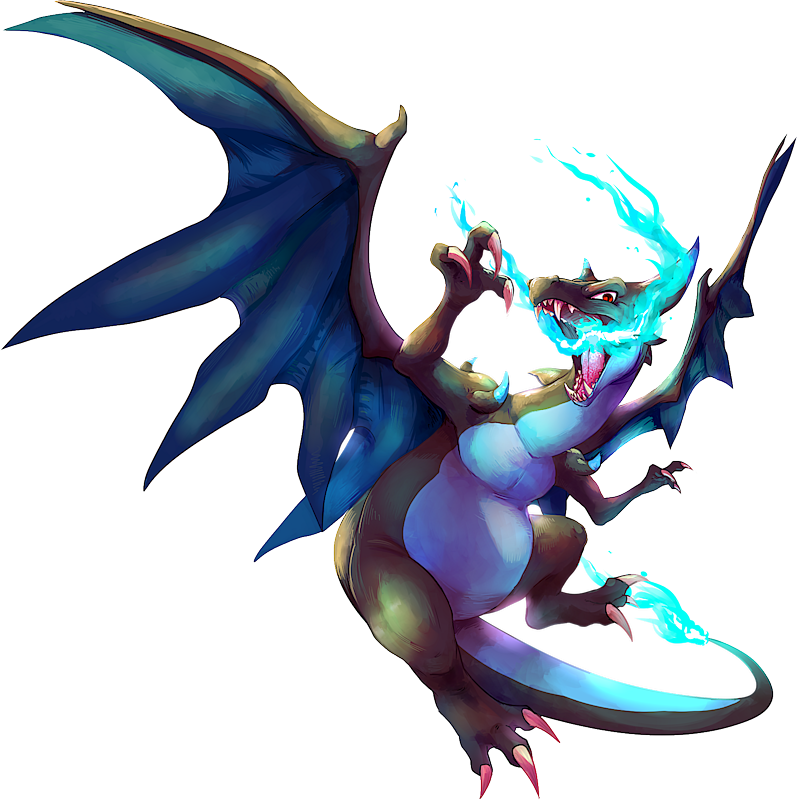 Pokemon - Mega Charizard X(with cuts and as a whole)