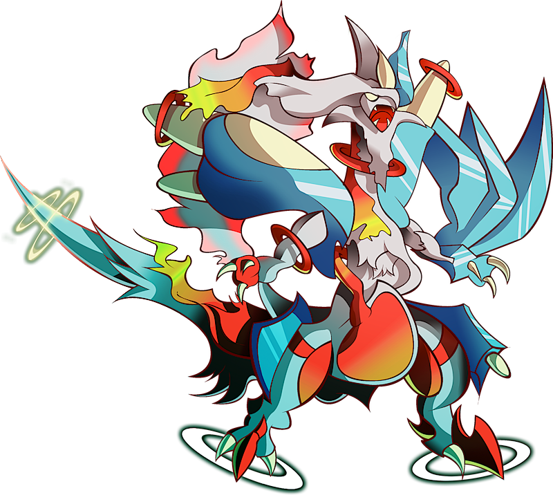 Fusion of red rayquaza and zekrom pokemon